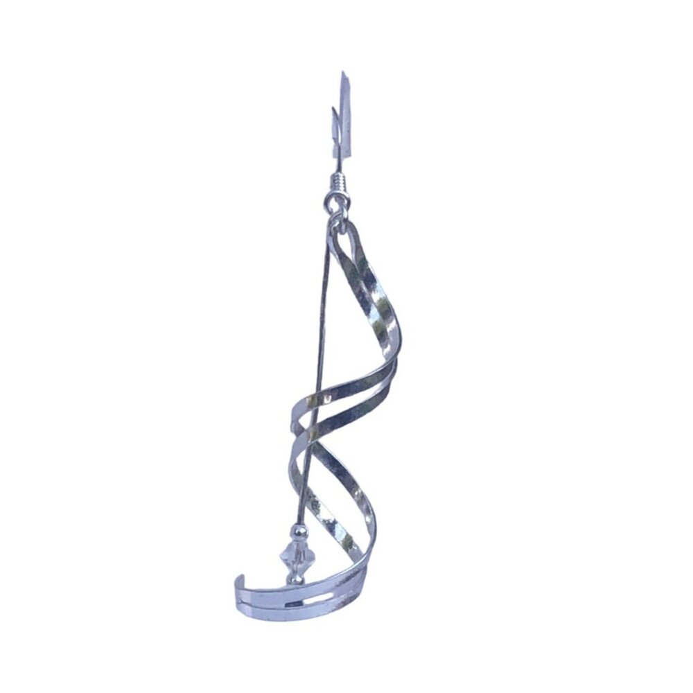 Delicate Michael Anthony Helix Drop Earrings in Sterling Silver and Crystal - Picture 3 of 3